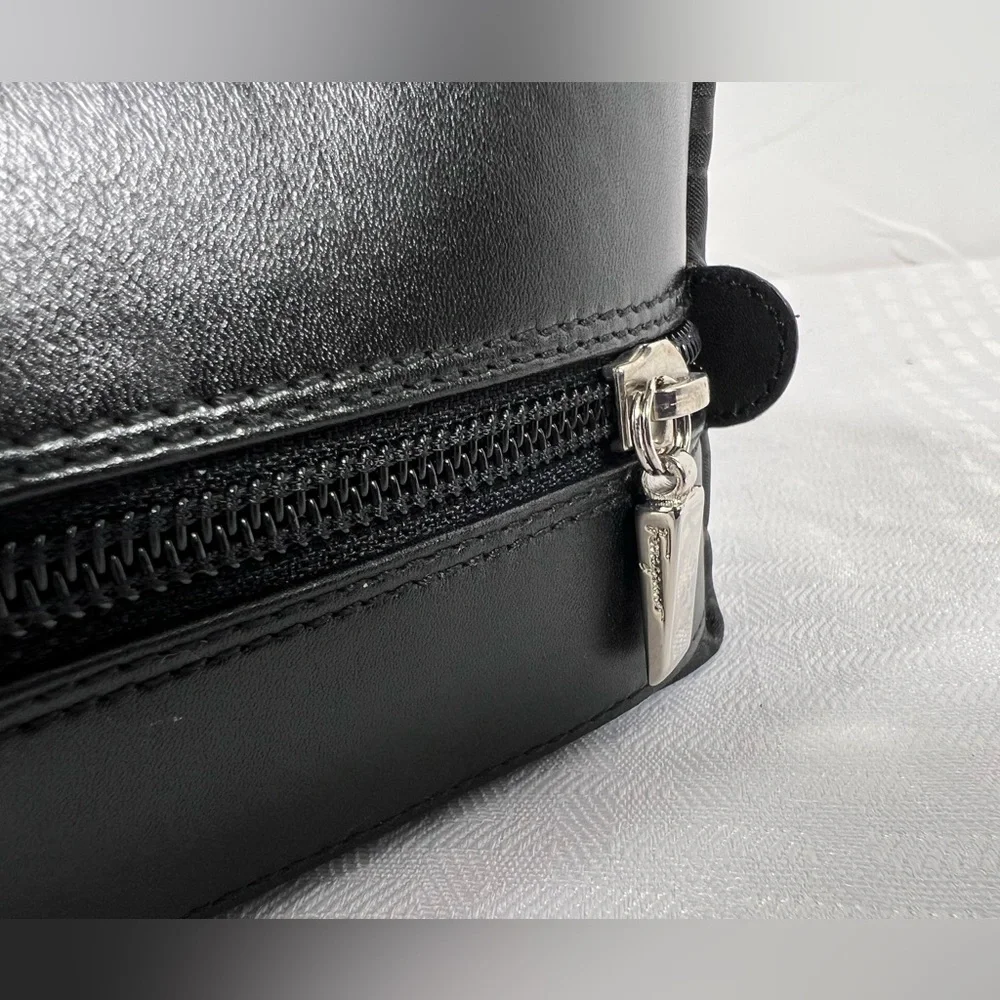 Salvatore Ferragamo Black Geometric Travel Toiletry Cosmetic Case