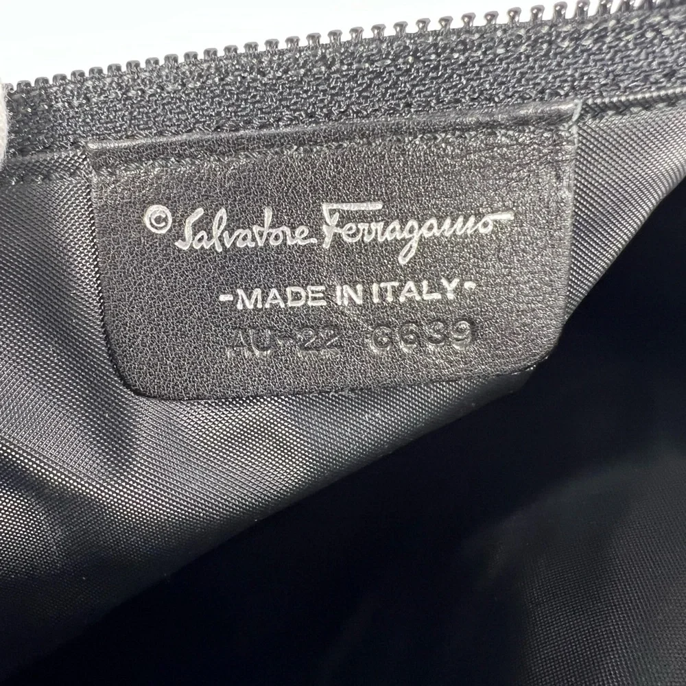 Salvatore Ferragamo Black Geometric Travel Toiletry Cosmetic Case