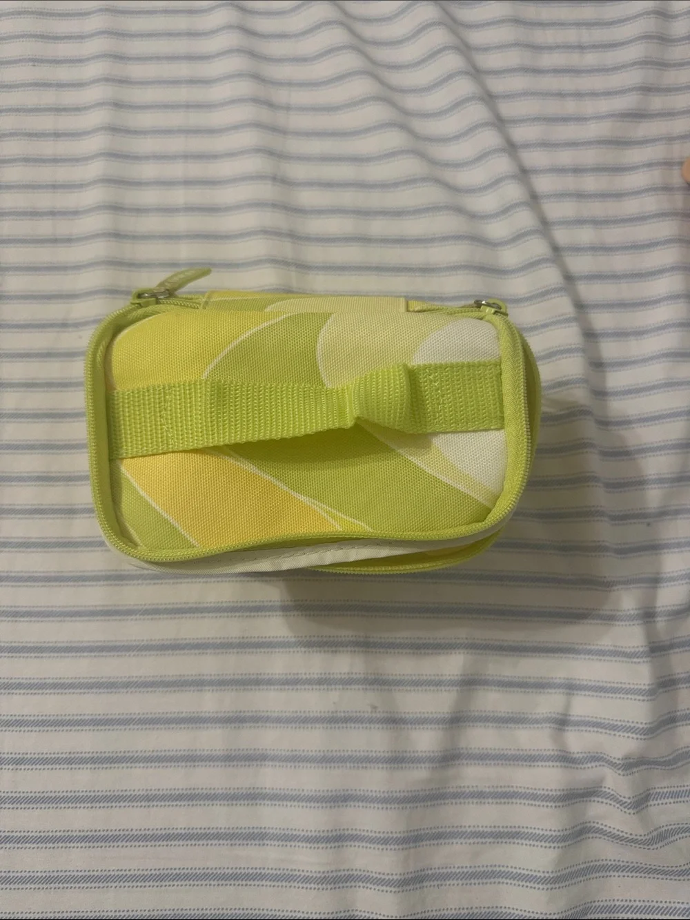 Lime Green Patterned Cosmetic Pouch with Bow Detail