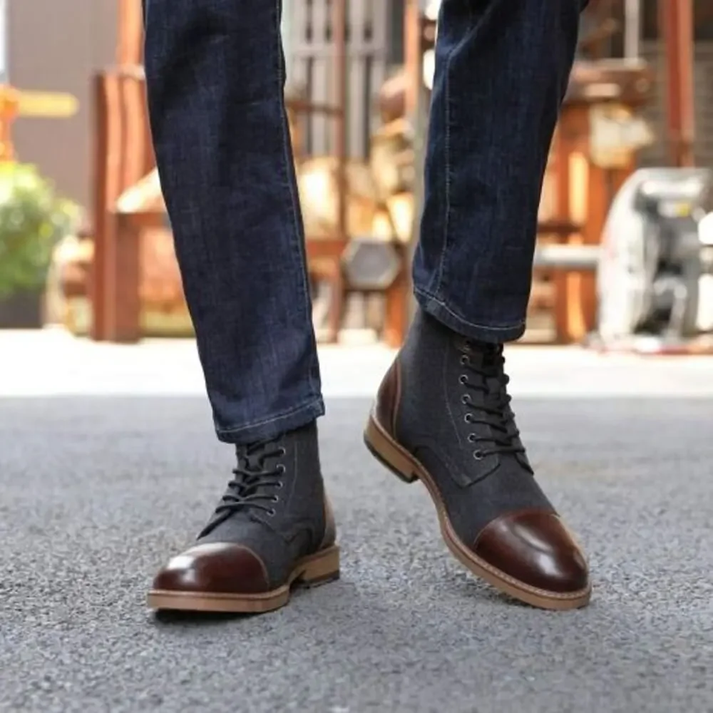 LA MILANO Men’s Stance II‎ Leather Boots in Cognac/Gray Size 9 EUC
