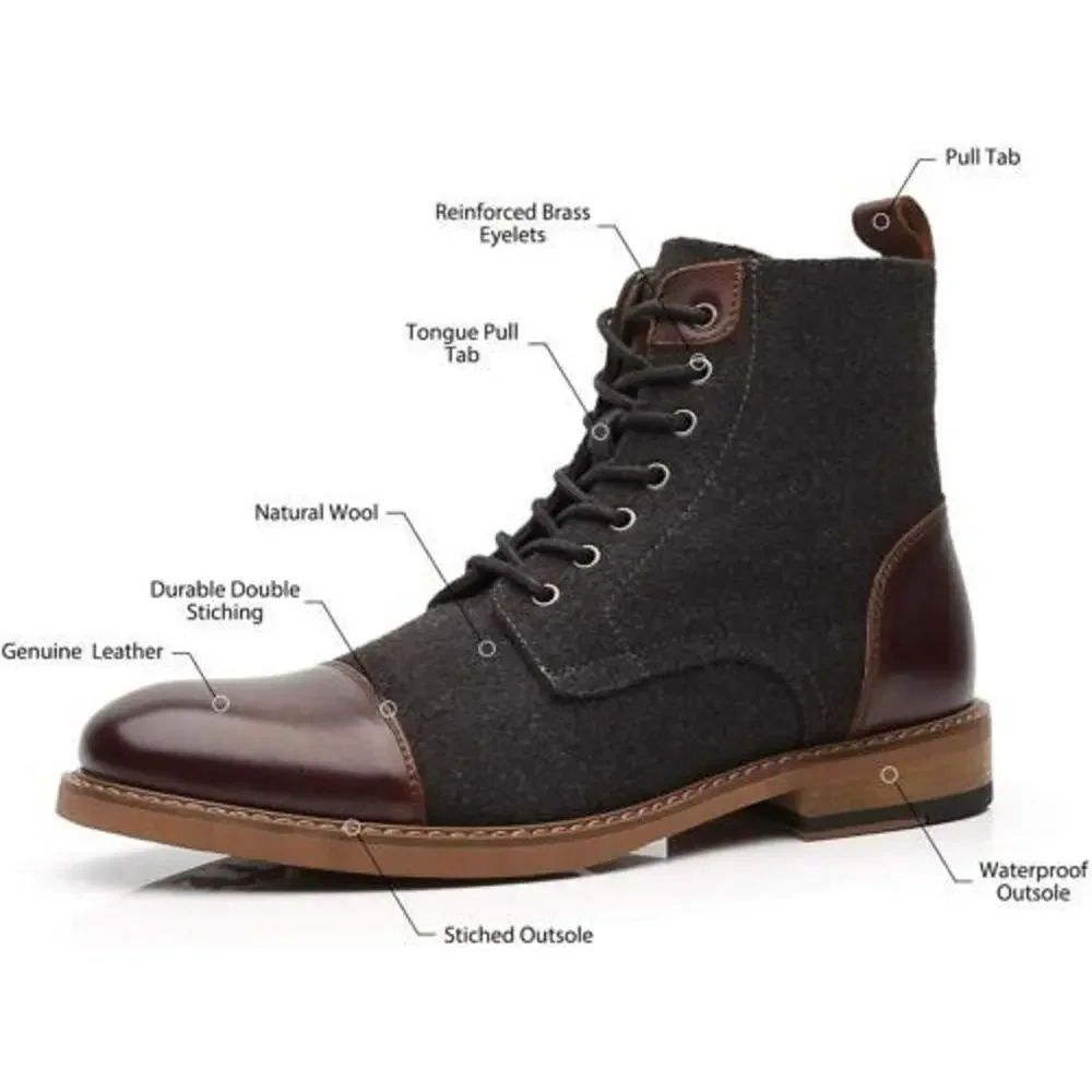 LA MILANO Men’s Stance II‎ Leather Boots in Cognac/Gray Size 9 EUC