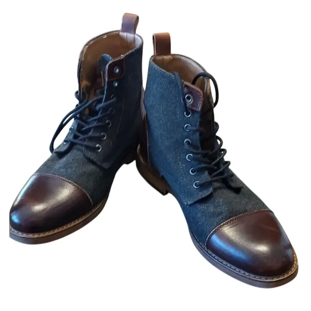 LA MILANO Men’s Stance II‎ Leather Boots in Cognac/Gray Size 9 EUC