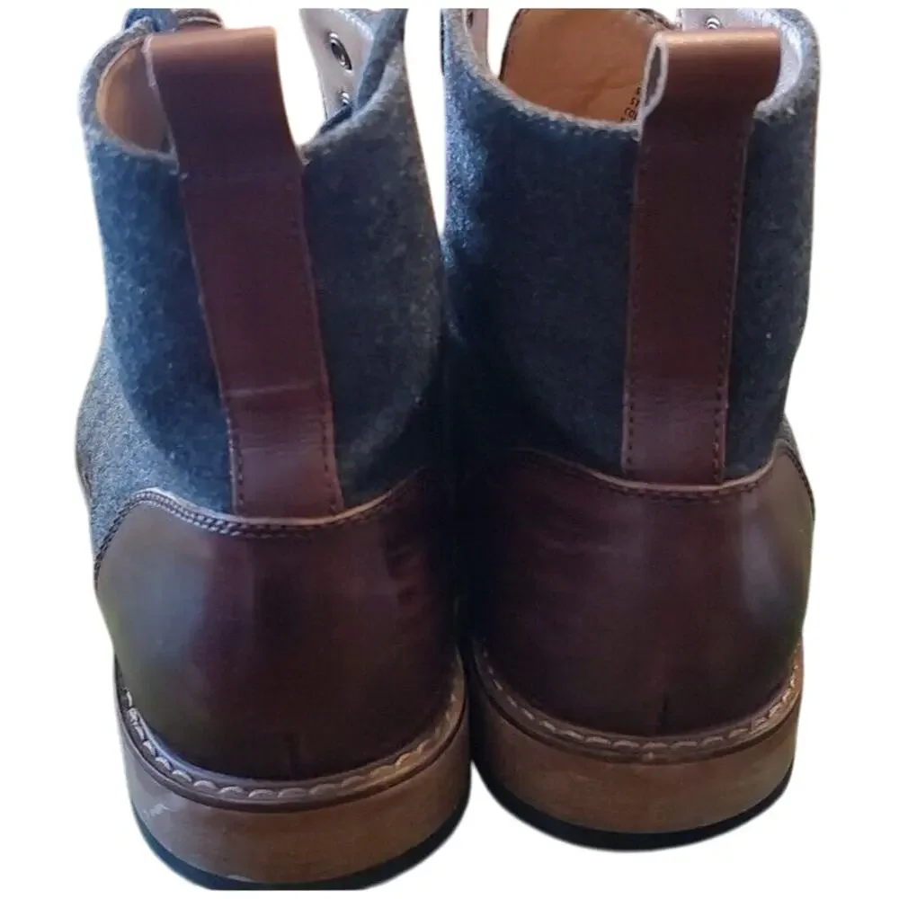 LA MILANO Men’s Stance II‎ Leather Boots in Cognac/Gray Size 9 EUC
