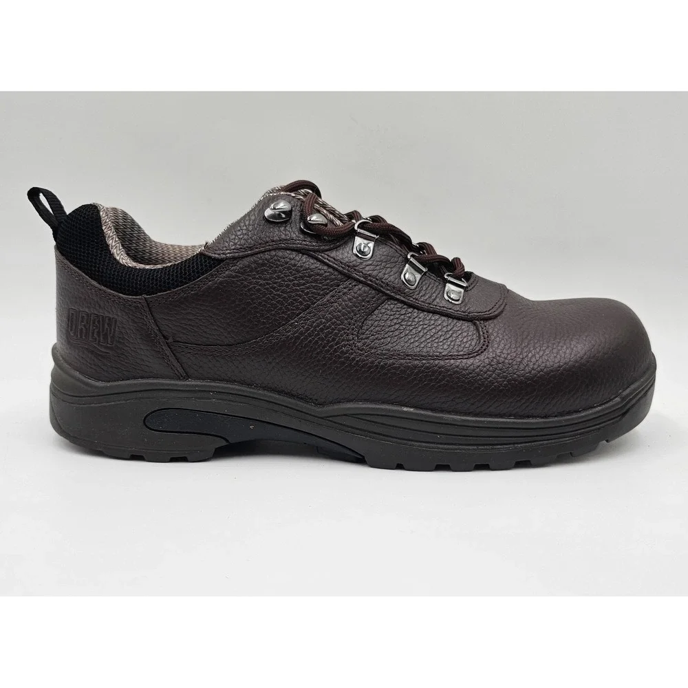 Drew Boulder Mens Hiking Shoes Brown Pebbled Leather Wide Orthotic 12 W 40920-68