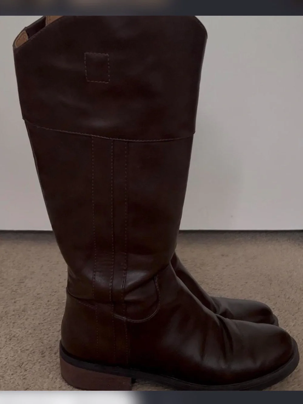 Crown Vintage Over-the-Knee Leather Boots - Dark Brown