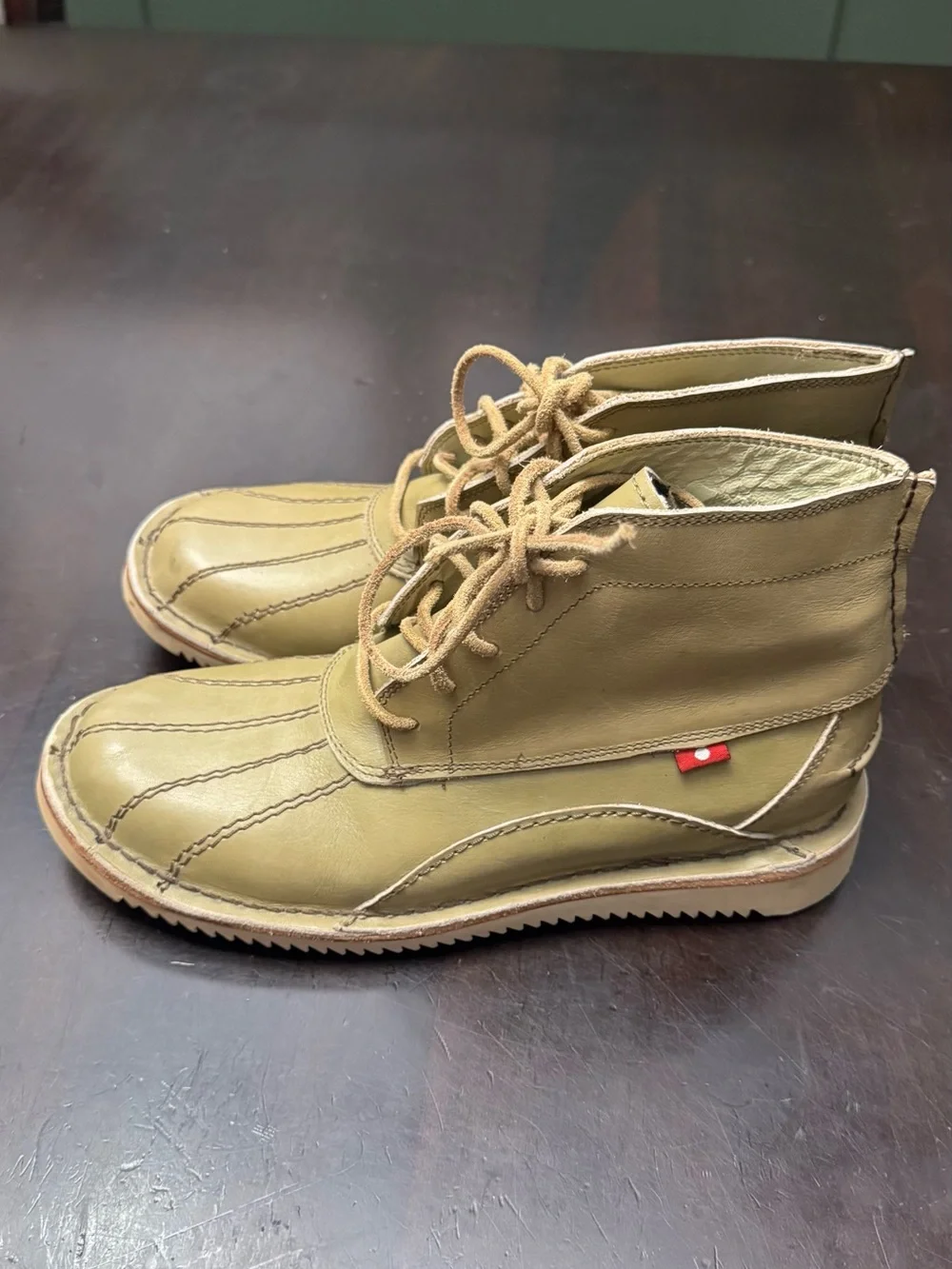 Duck Boots 100% leather Oliberté tan-olive color Men’s Size 7.5  (40)