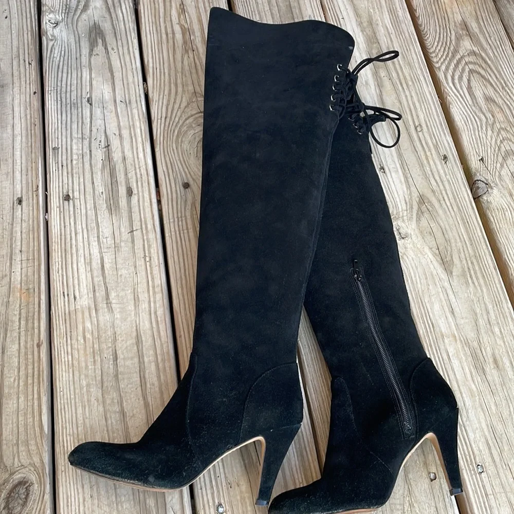 Vince Camuto Cherline Black Suede Over-the-Knee Boots Size 7.5