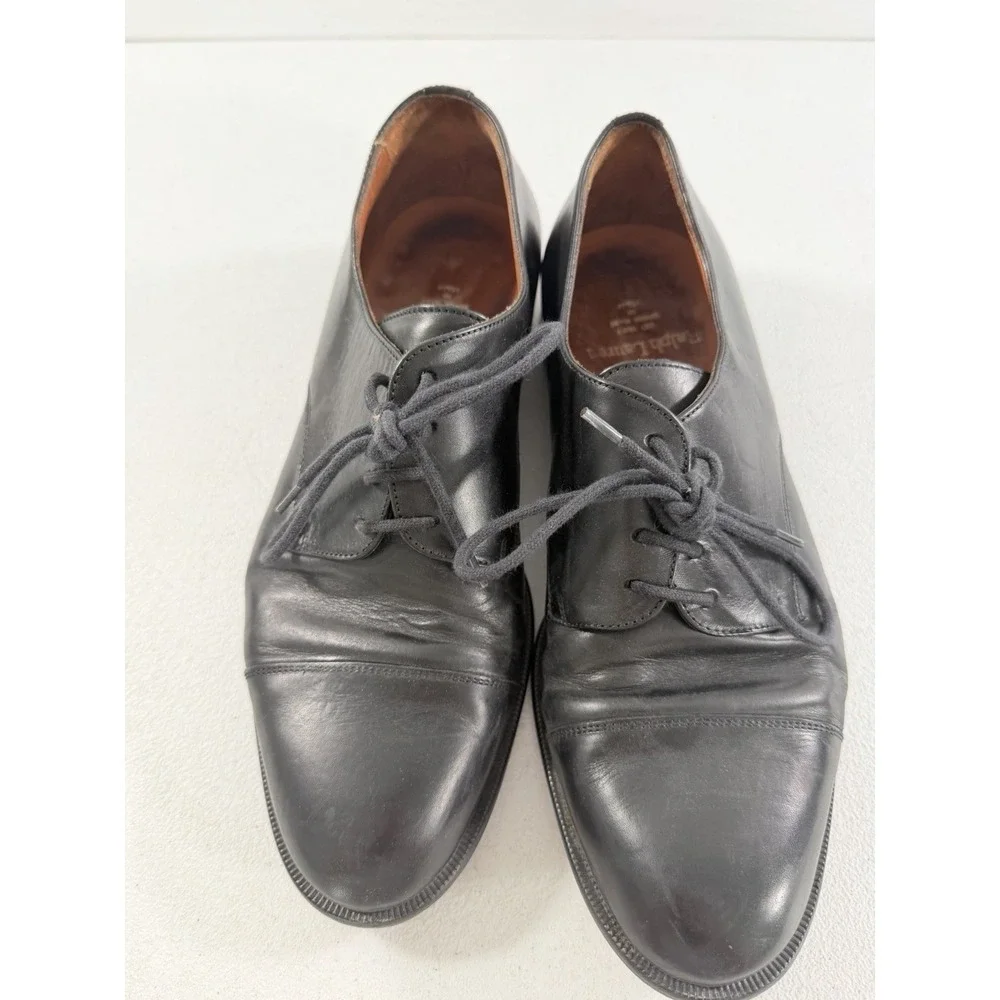 Vintage Polo Ralph Lauren Black Leather Oxford Dress Shoes Men's Size 7.5 D‎