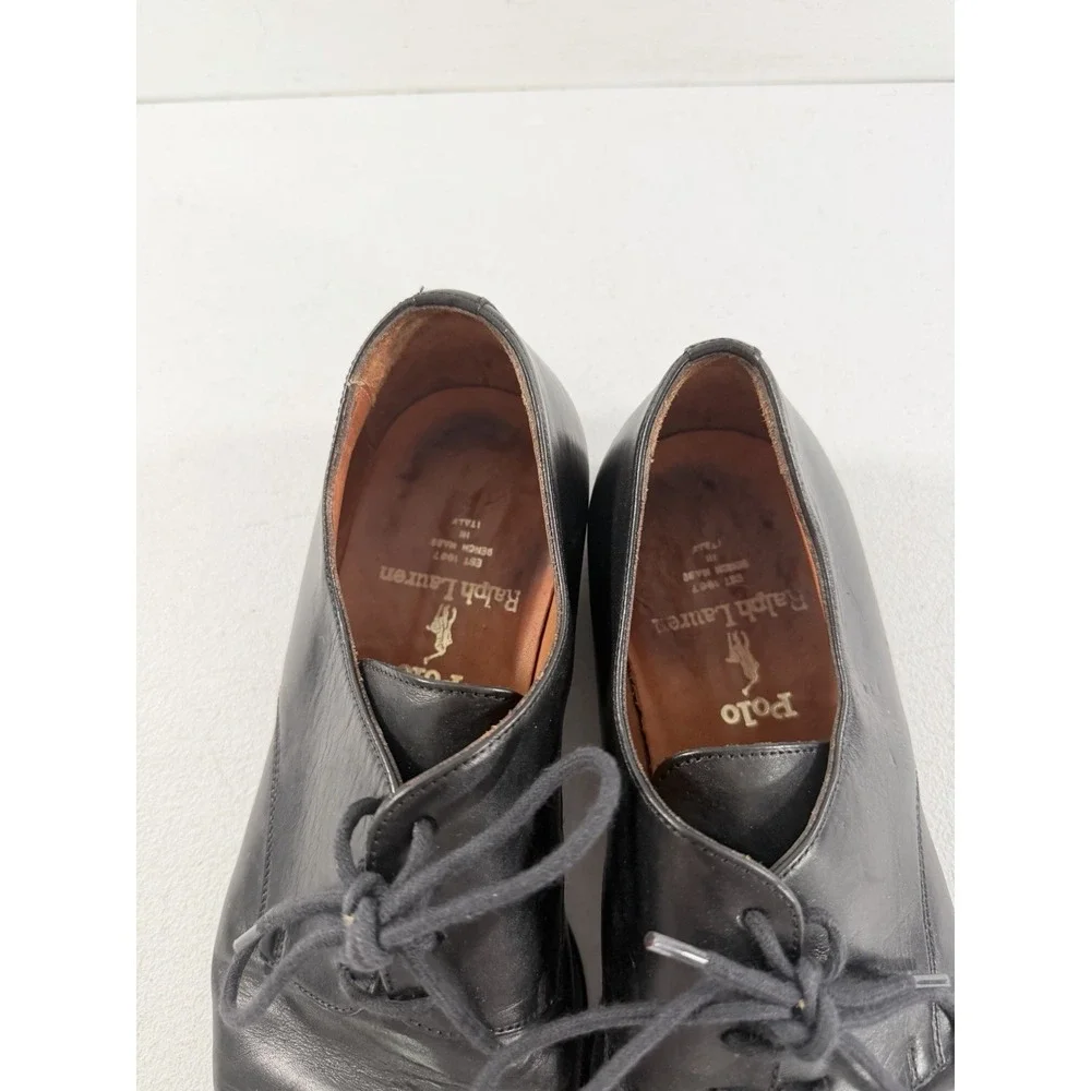 Vintage Polo Ralph Lauren Black Leather Oxford Dress Shoes Men's Size 7.5 D‎