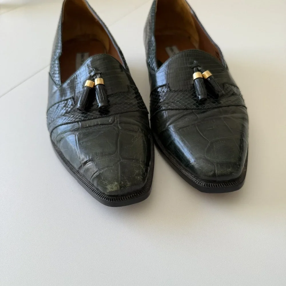 Stacy Adams‎ Men's Green Snakeskin Leather Oxford Tassel Dress Shoes