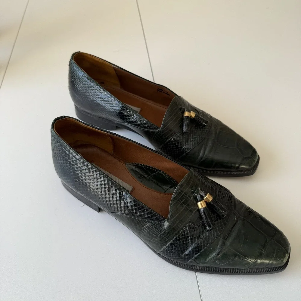 Stacy Adams‎ Men's Green Snakeskin Leather Oxford Tassel Dress Shoes
