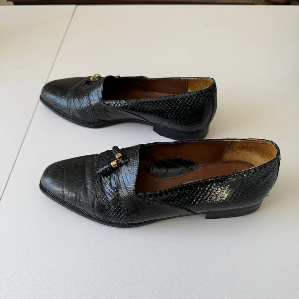 Stacy Adams‎ Men's Green Snakeskin Leather Oxford Tassel Dress Shoes