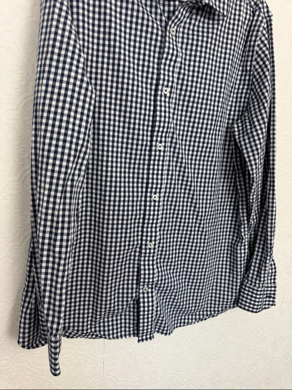 Banana‎ Republic Slim Fit Button Down Shirt Mens XL Blue White Gingham Stretch