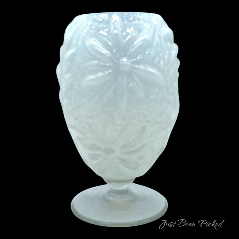 Vintage‎ Opalescent Glass Vase Daisy Fern Leaf Fenton 7