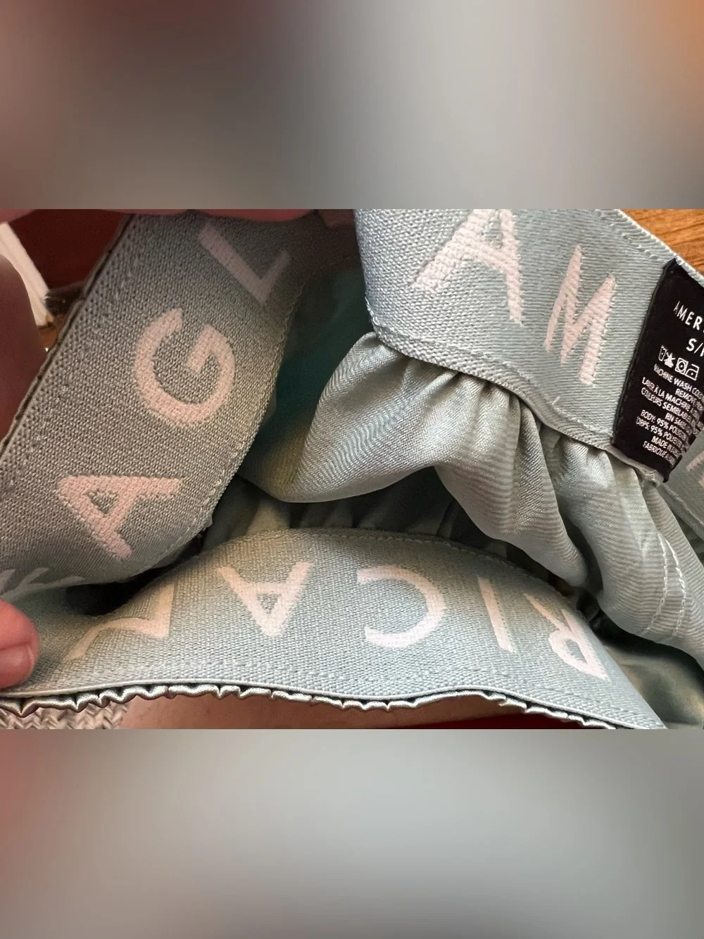 American Eagle Satin Pocket Boxer Shorts Siz Small 29-31 Light Blue Sleep Pajama
