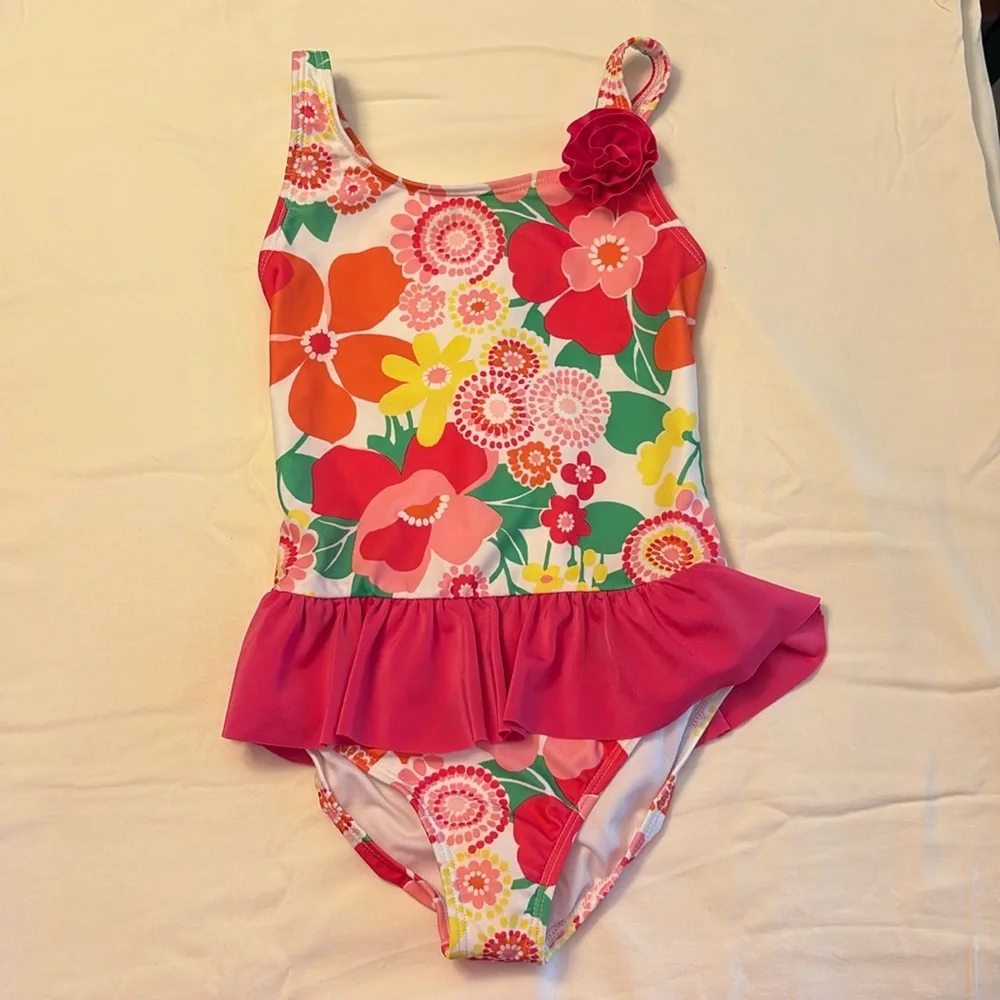 New Gymboree Girls‎ Swimsuit Pink Flowers One Piece - Size 7/8