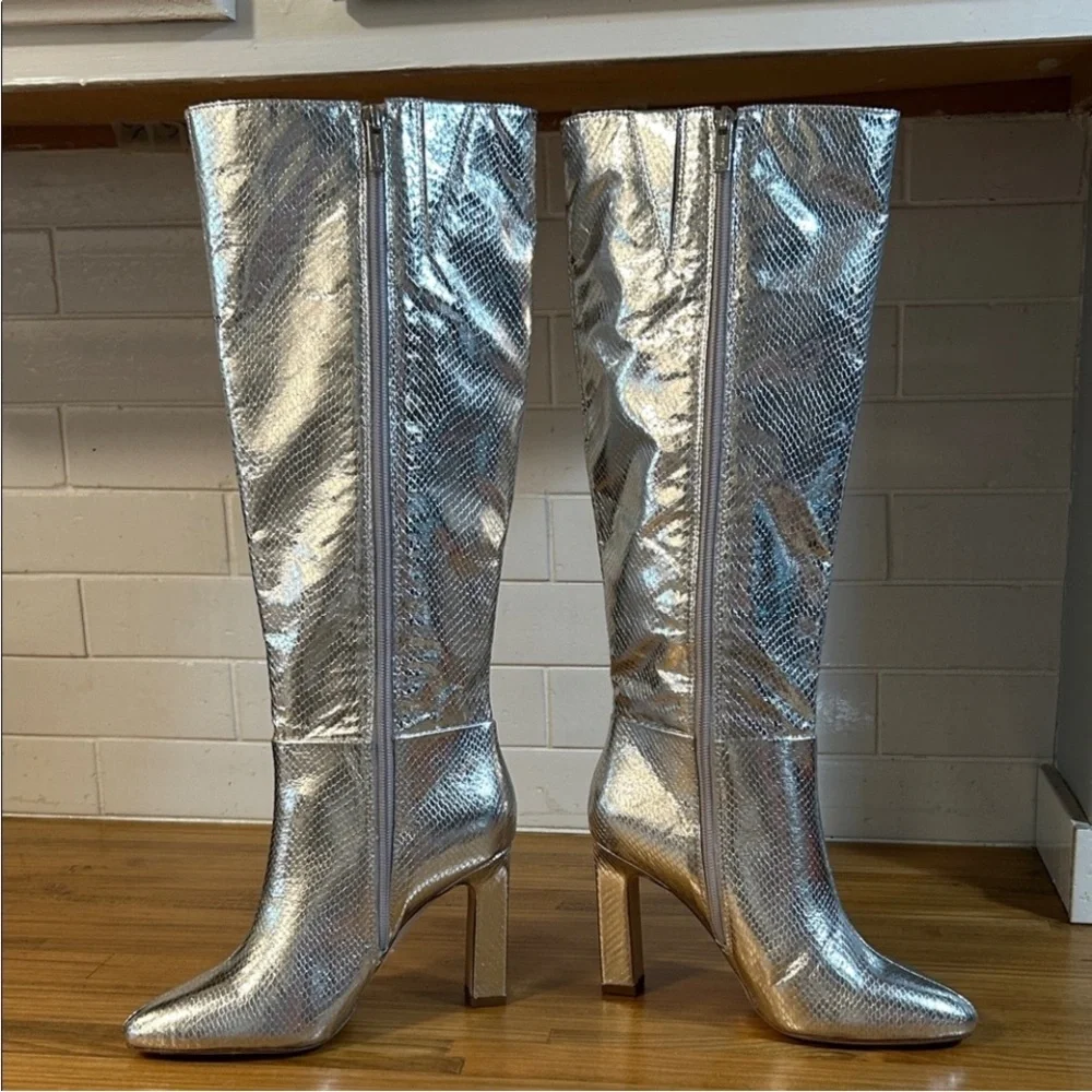 Jessica Simpson Munna Women’s Size 6.5 Metallic Heeled Boots NWOB