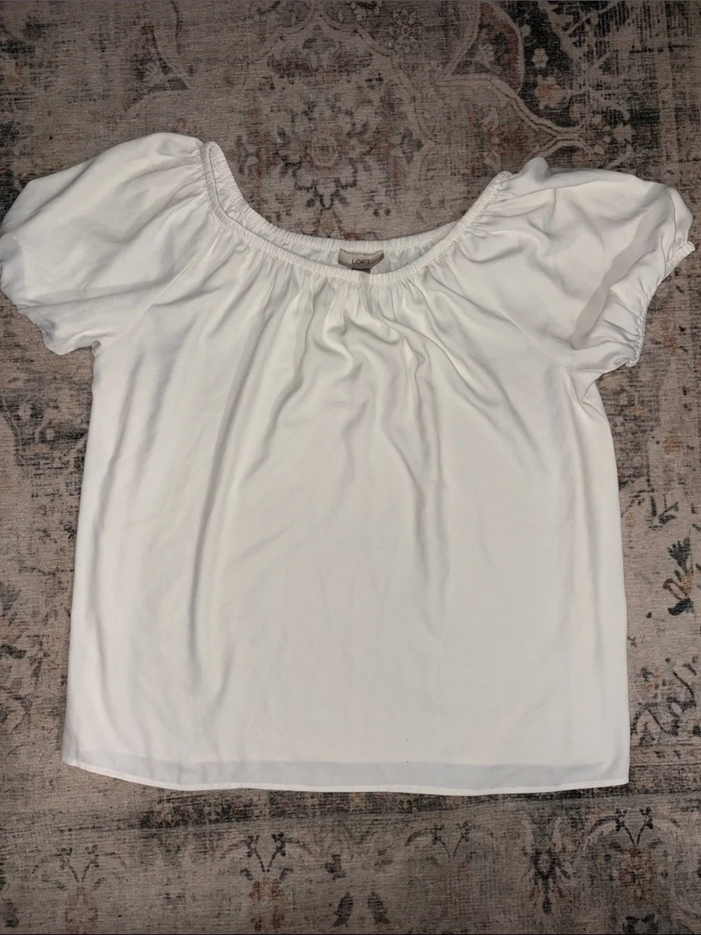 LOFT White Off-Shoulder Puff Sleeve Blouse