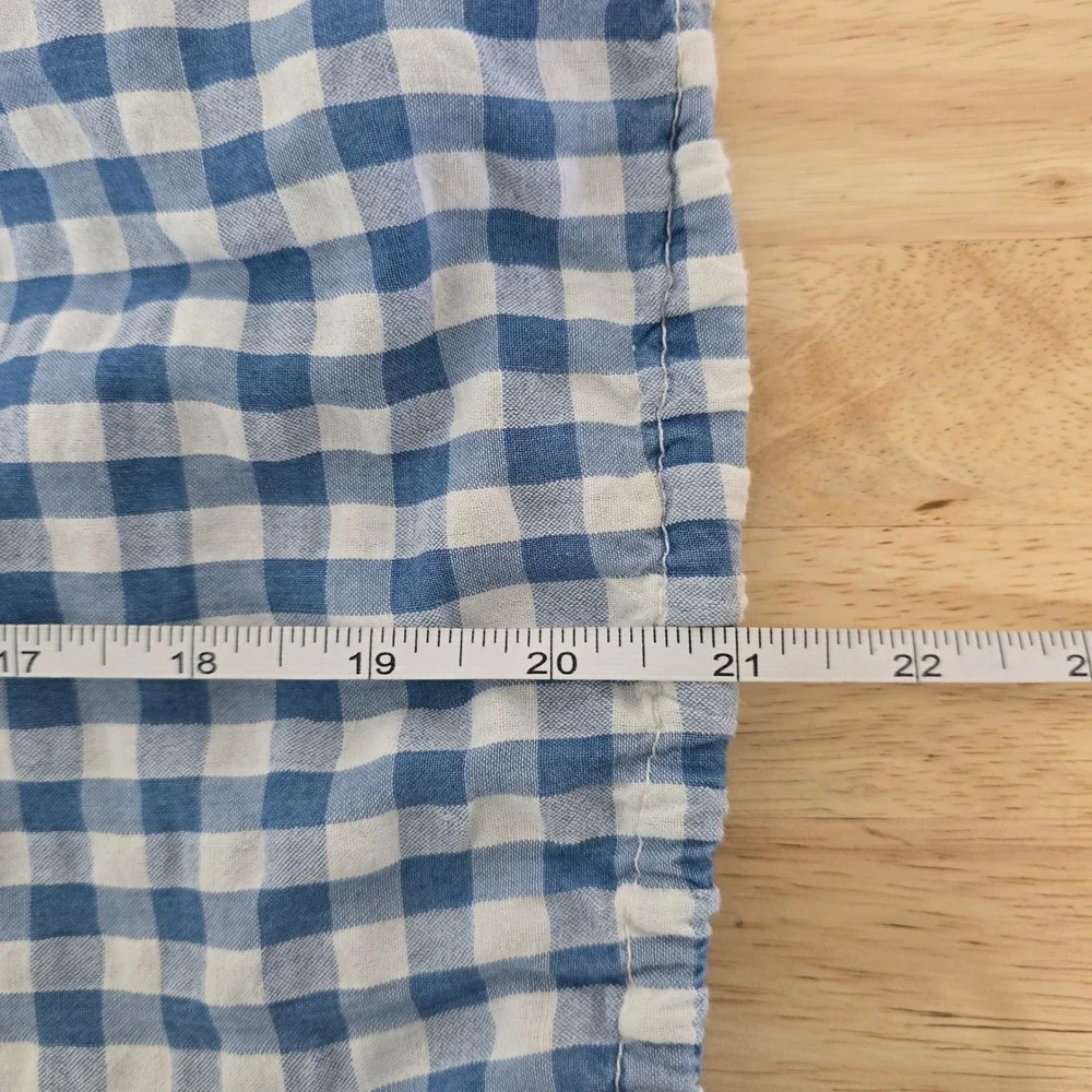 Madewell Blue White Gingham Tie‎ Keyhole Short Sleeve Peasant Blouse XS