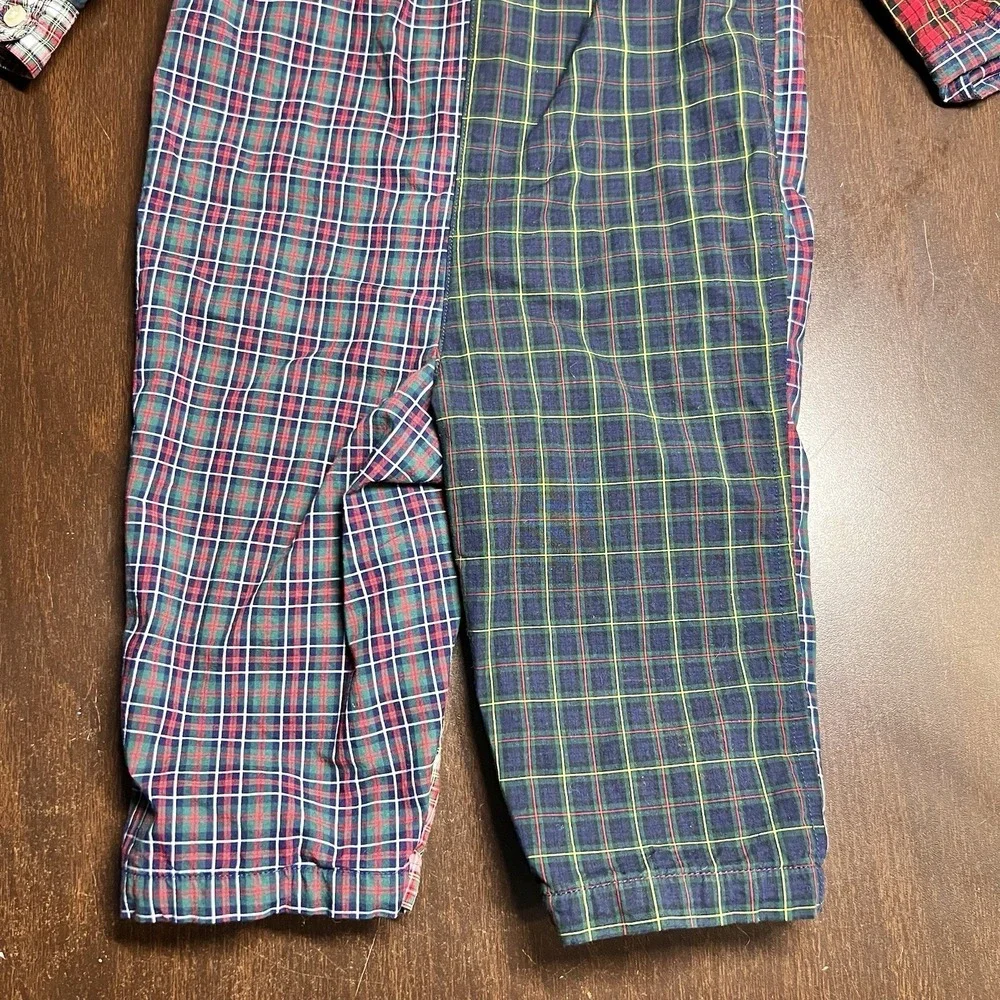 Ralph Lauren‎ Unisex Size 9M Patchwork Plaid One-Piece Romper Lined EUC