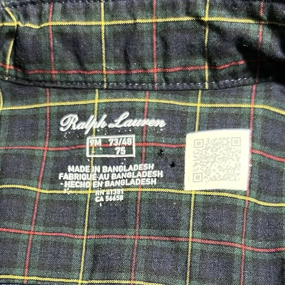 Ralph Lauren‎ Unisex Size 9M Patchwork Plaid One-Piece Romper Lined EUC