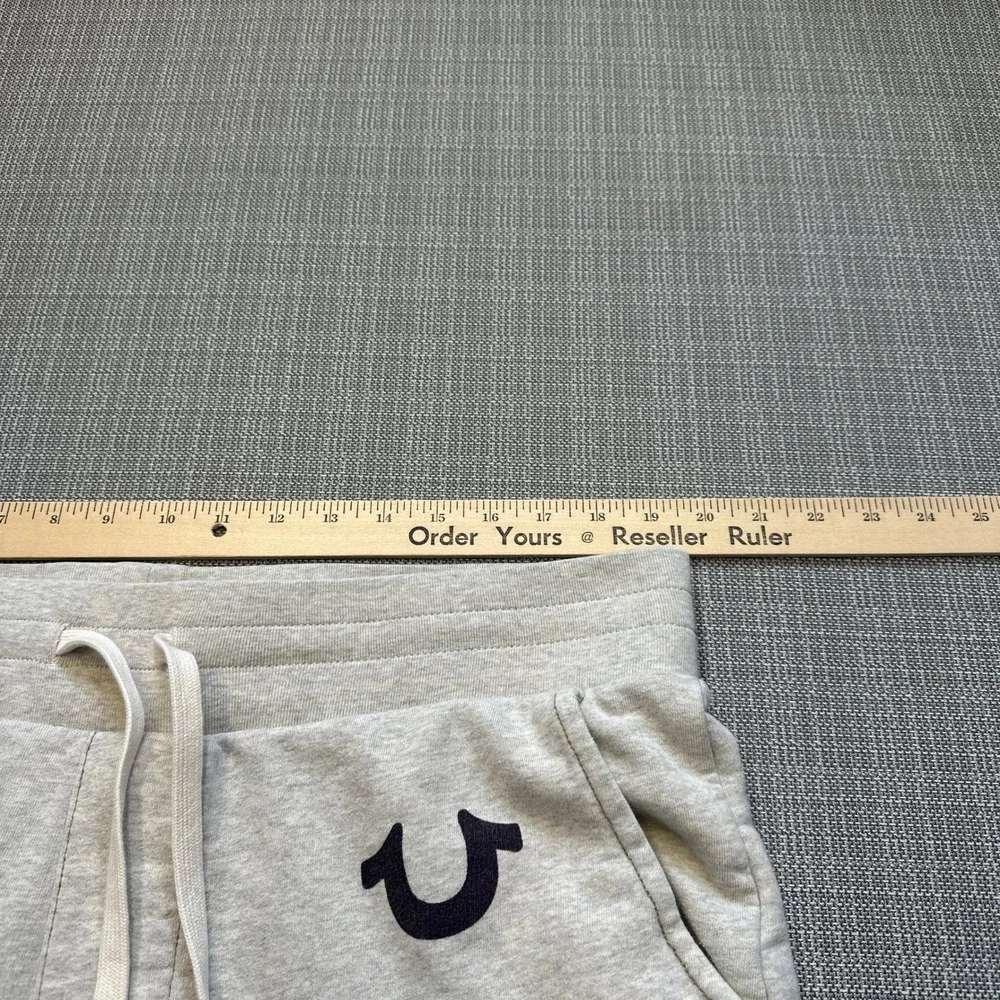 True Religion Joggers Mens XL Heather Gray Cotton Sweatpants Logo Drawstring‎