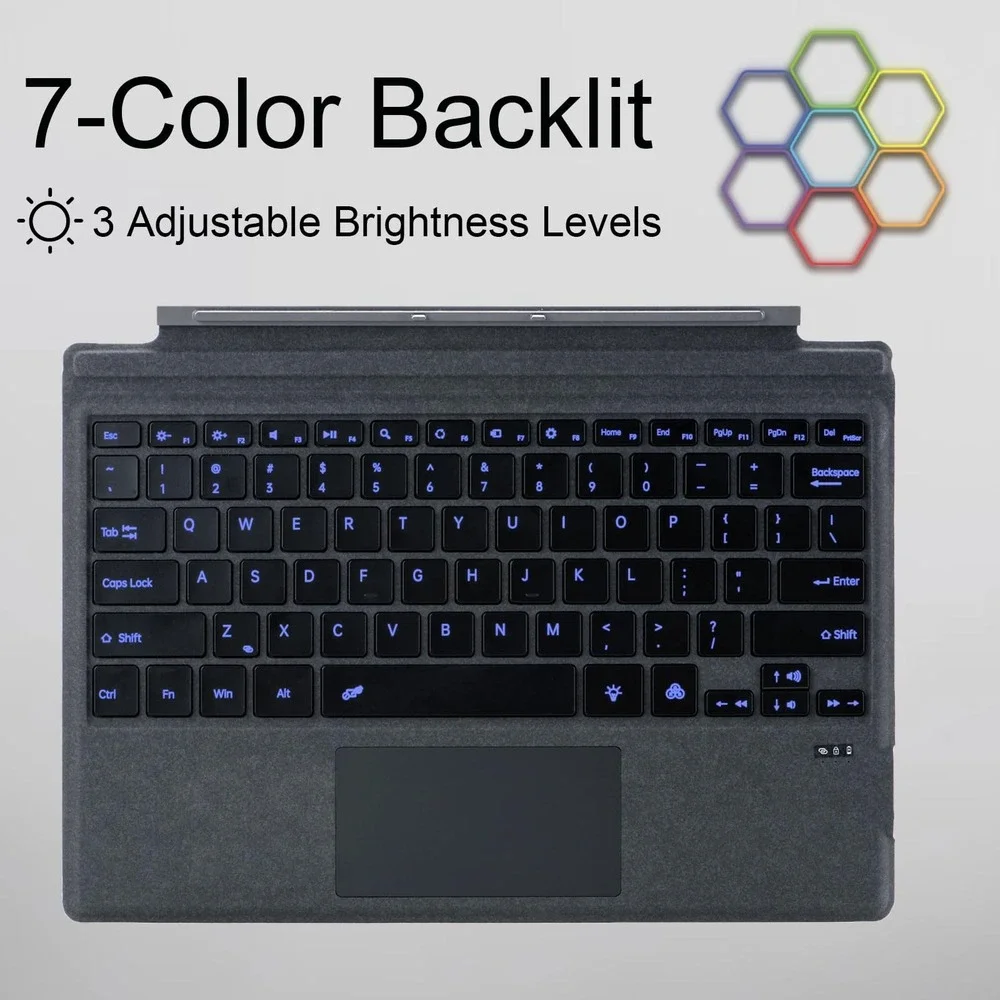 Zoof Wireless Bluetooth Keyboard for Surface Pro 3/4/5/6/7/7+ Charcoal Touchpad