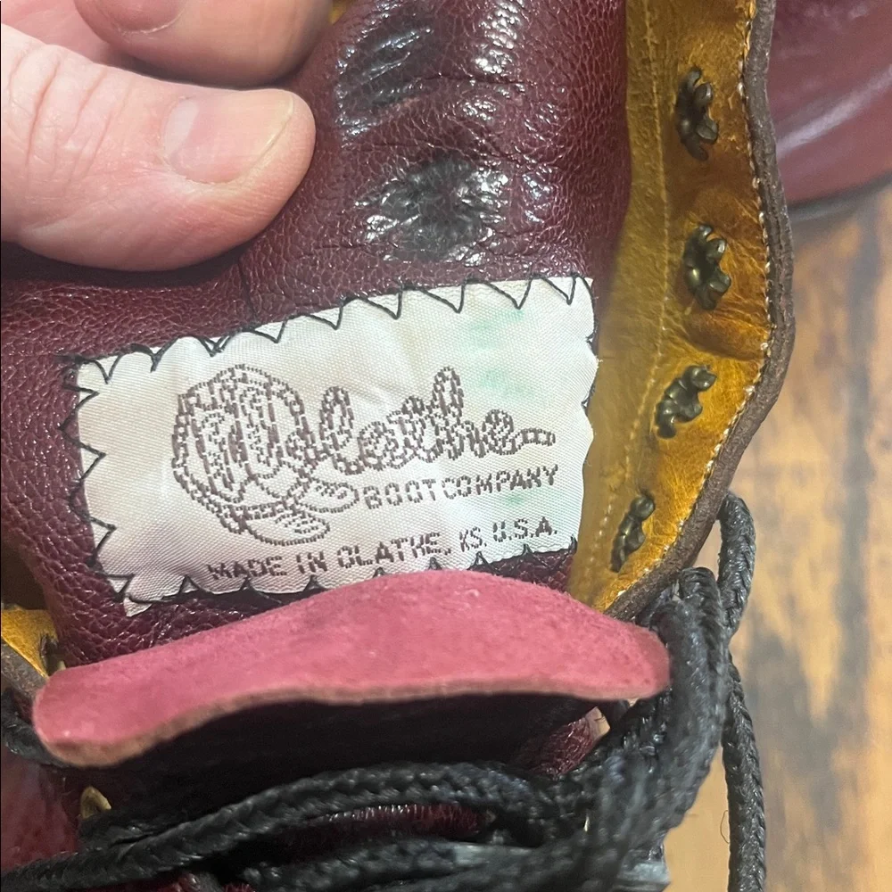 Vintage Olathe lace up Men's Burgundy Leather Boots