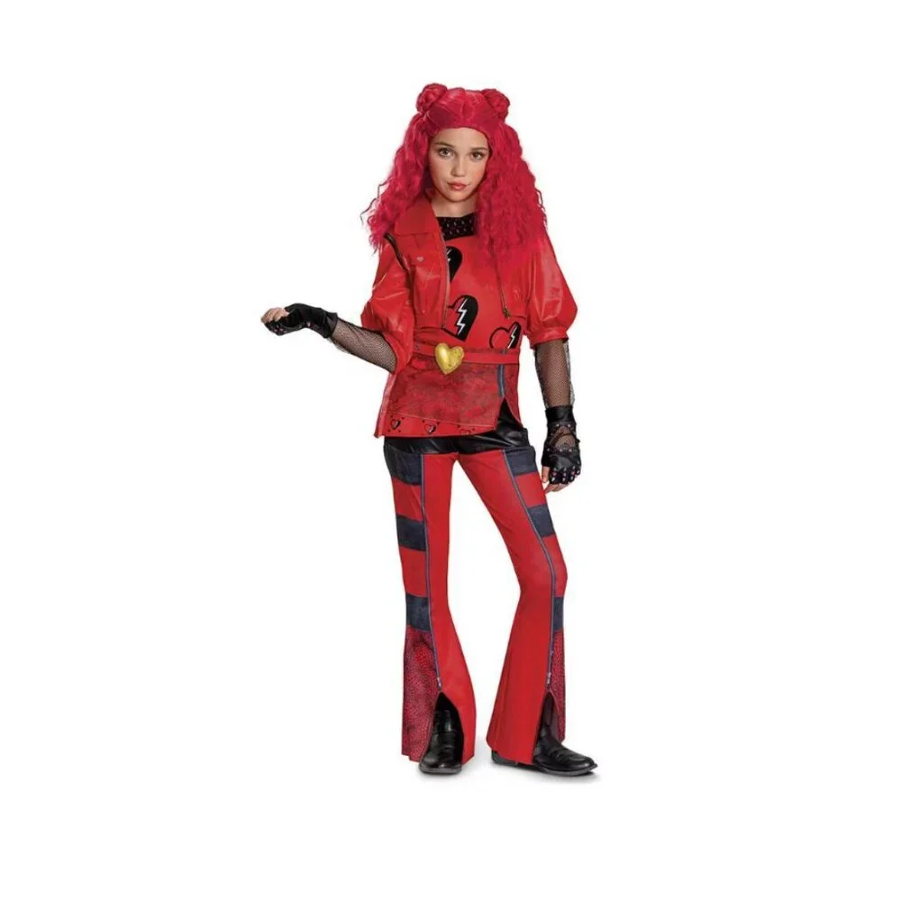 Descendants RED, Wig, Light Up Watch Halloween Costume 10/12 Deluxe Disney Girls