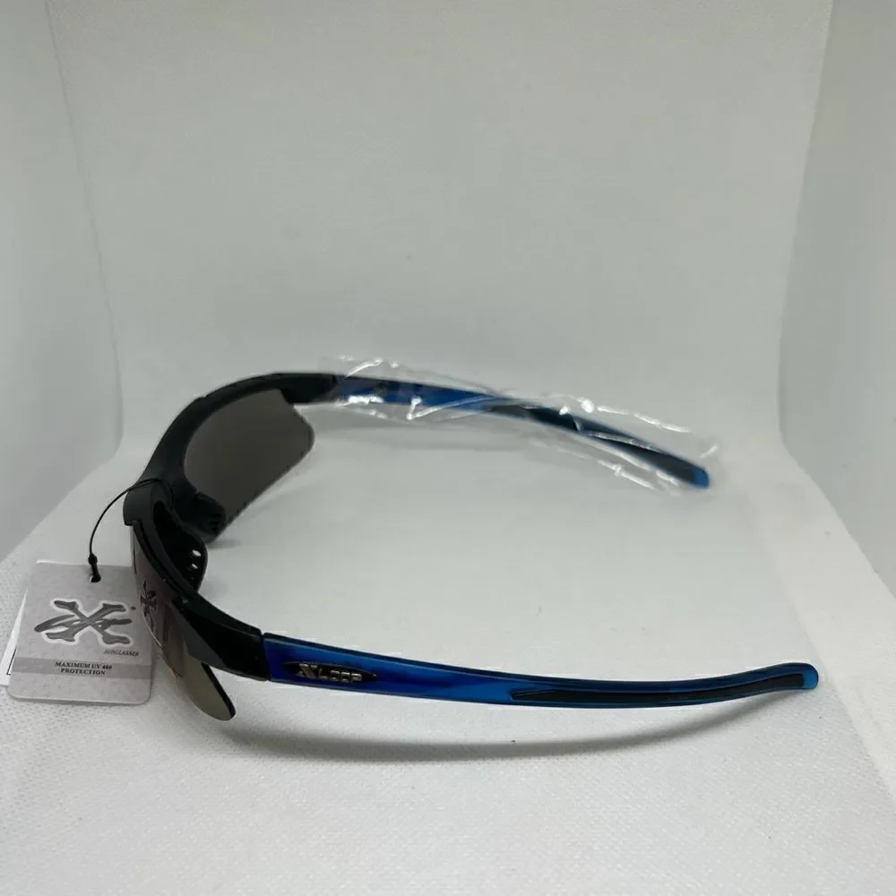 X-Loop Mens Wrap Semi Rimless Mirrored Sunglasses