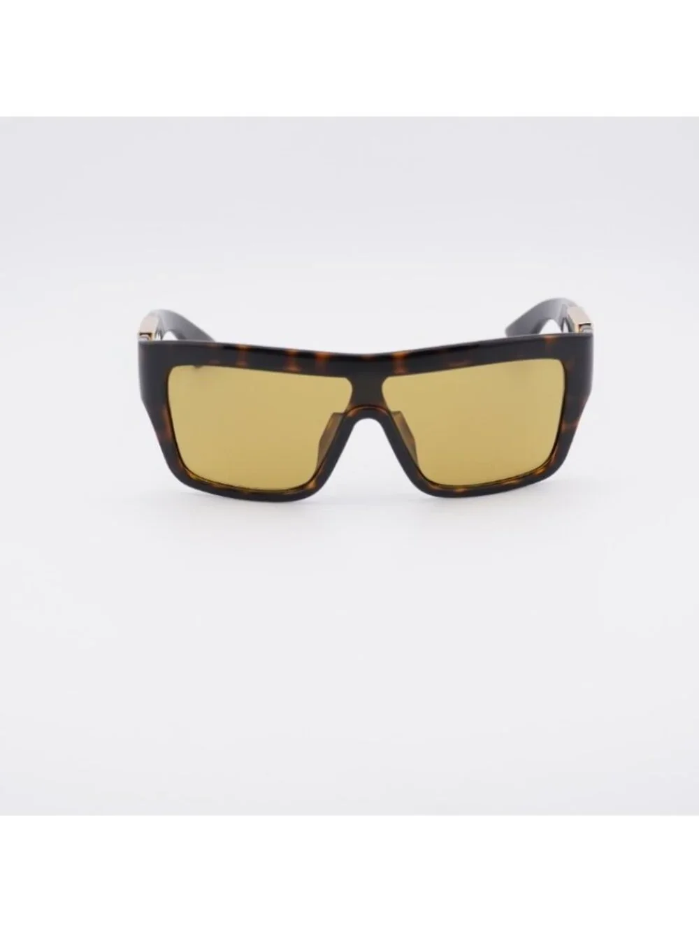 Bottega Veneta BV1451S 002 Sunglasses Dark Havana Shield Frame, Yellow Lenses