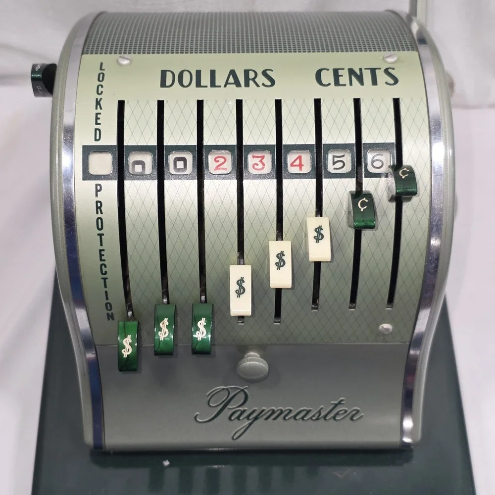Vintage Paymaster Series Check Writer With‎ Keys MCM Art Deco Accounting