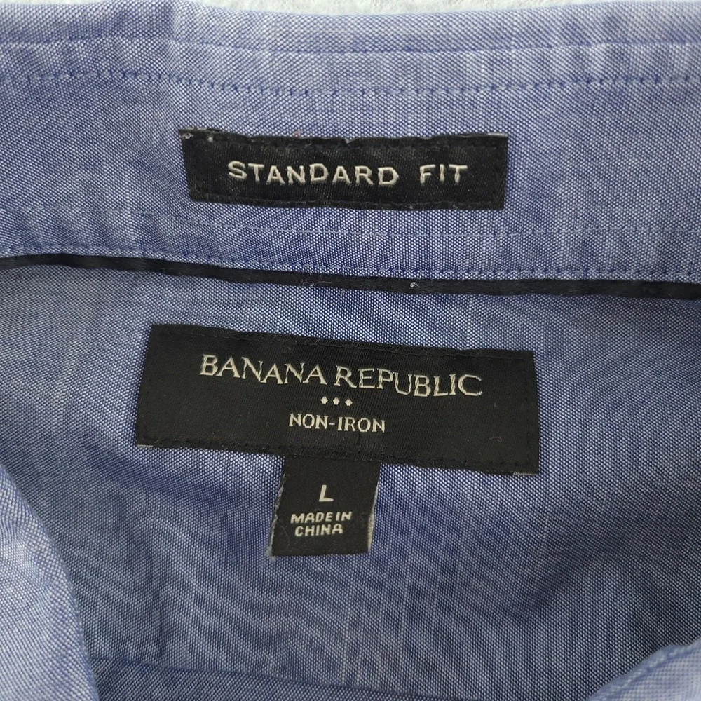 Banana Republic Dress Shirt Mens 16.5 34/35 Blue Regular Fit Non Iron Cotton