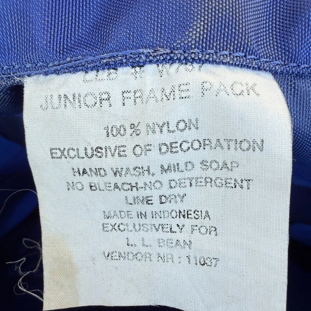 Vintage LL Bean Junior External Frame Hiking Camping Backpack Logo Teal Blue 80s