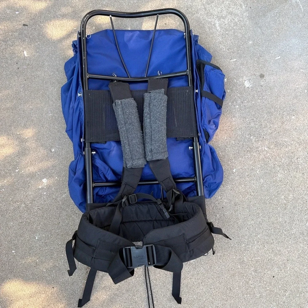 Vintage LL Bean Junior External Frame Hiking Camping Backpack Logo Teal Blue 80s