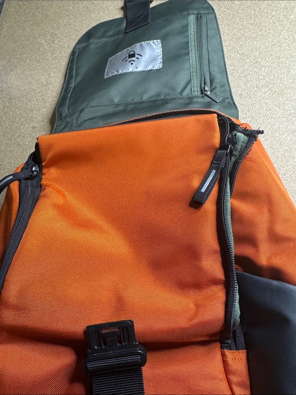 Delsey Orange Gray Tech Backpack Water Resistant Laptop Travel School‎ Bag FLAW.