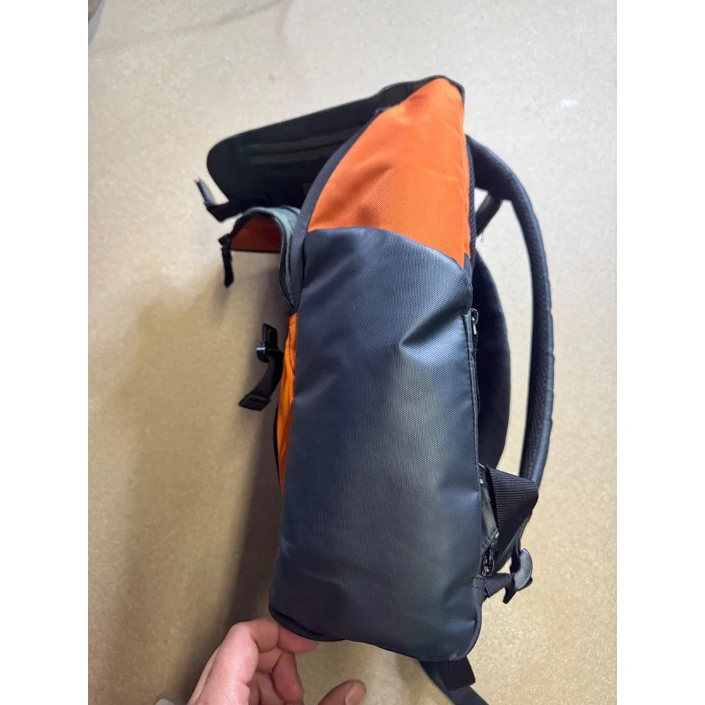 Delsey Orange Gray Tech Backpack Water Resistant Laptop Travel School‎ Bag FLAW.