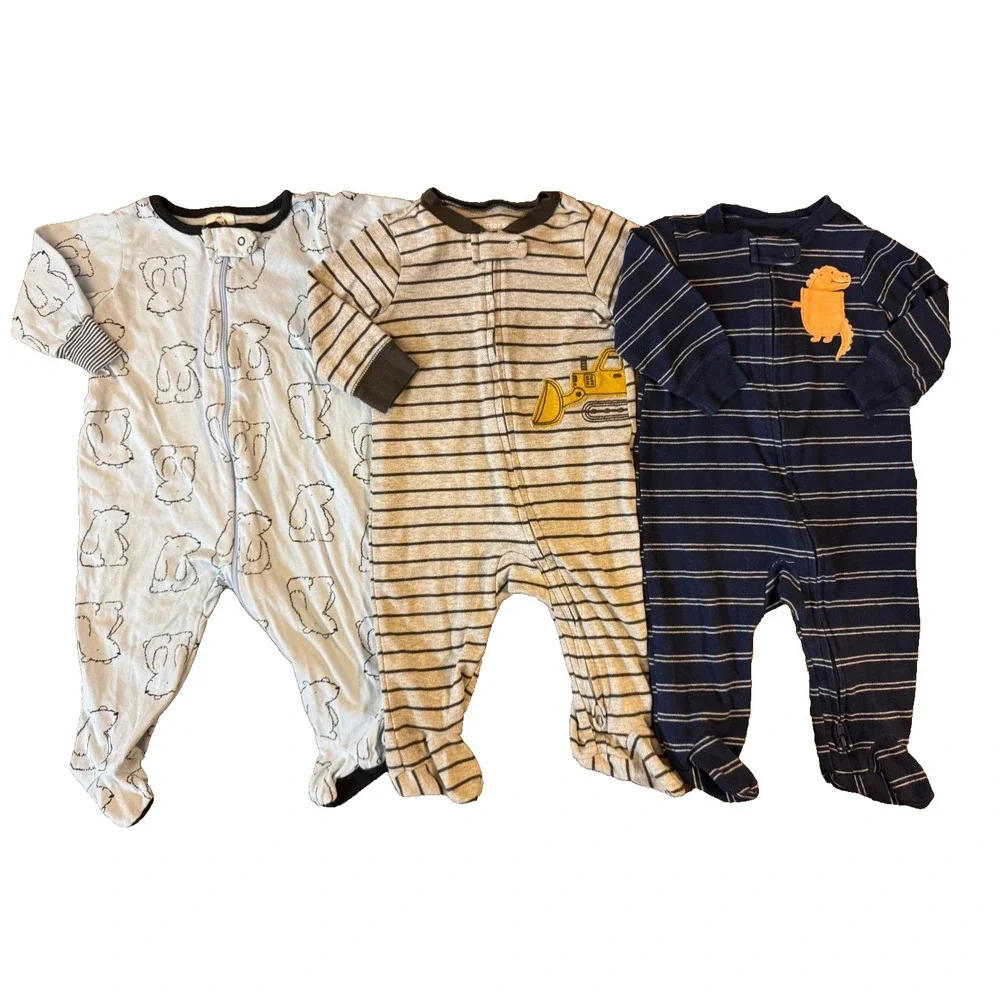 Baby Boy Sleepers Clothes 3/6 6 Months Lot Footies Sleep N Play Rompers Bundle