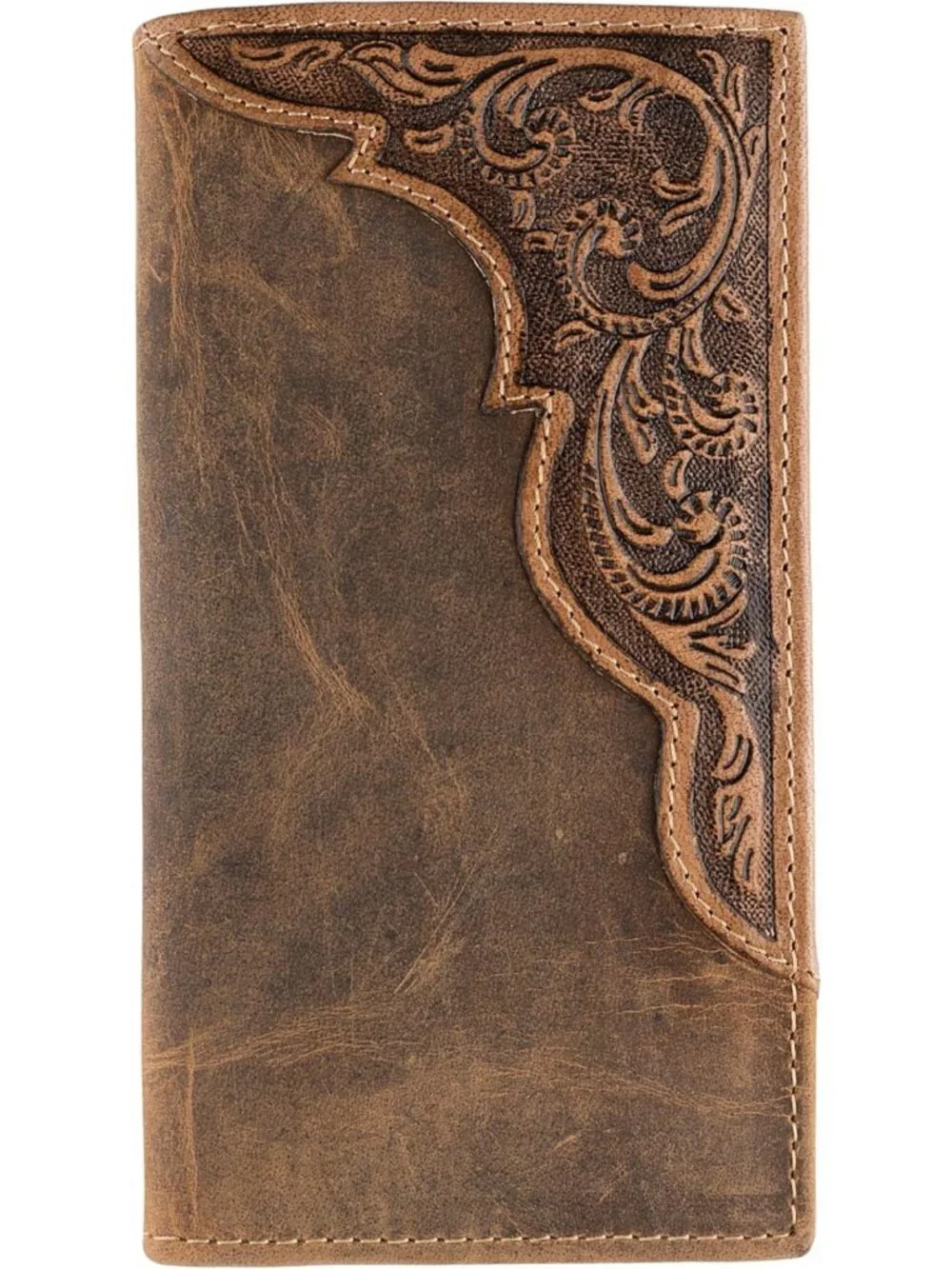 Vintage Genuine Leather RFID Bifold Wallet for Men | Classic Brown Checkbook