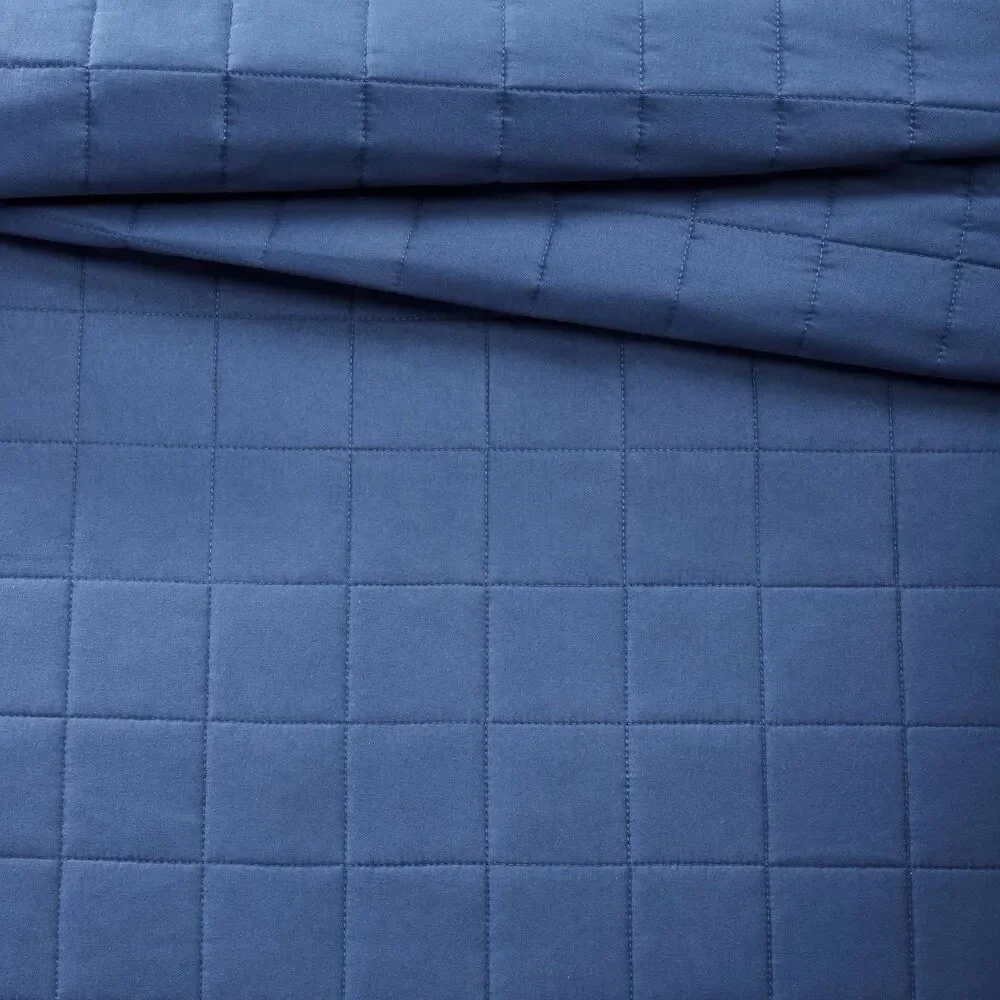 Pillowfort Full Queen Box Stitch Microfiber Kids Quilt Navy OEKO-TEX Bedding
