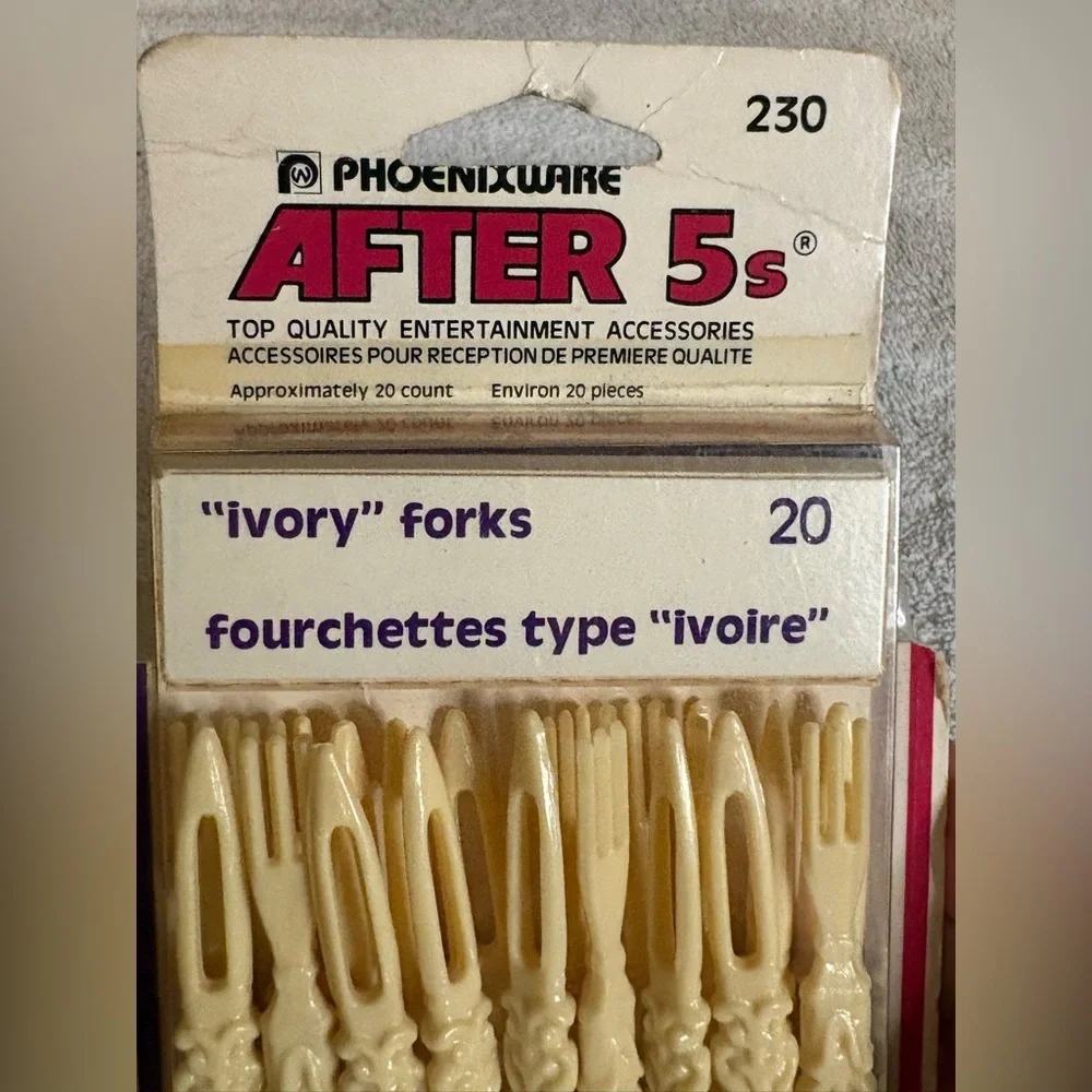 VTG Phoenixware After 5s 20 Pieces PLASTIC Appetizer Forks -2 Sets 1981 USA