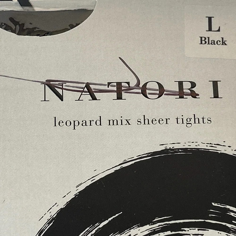 Natori Leopard Mix Sheer Tights Black‎ Size L