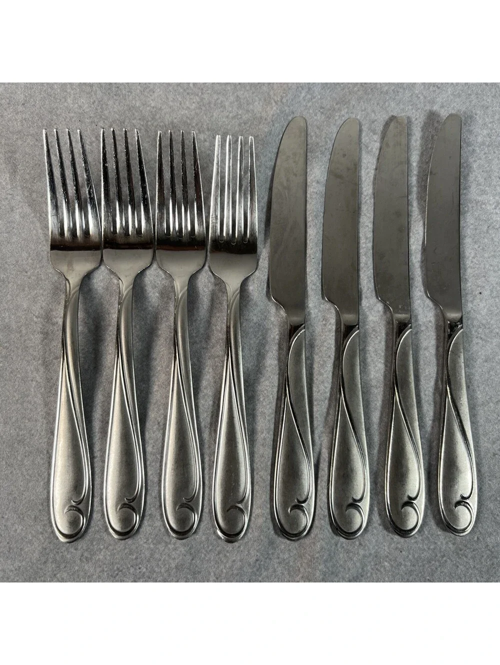 Four Piece Knife And Fork Stainless Steel Swirl Design