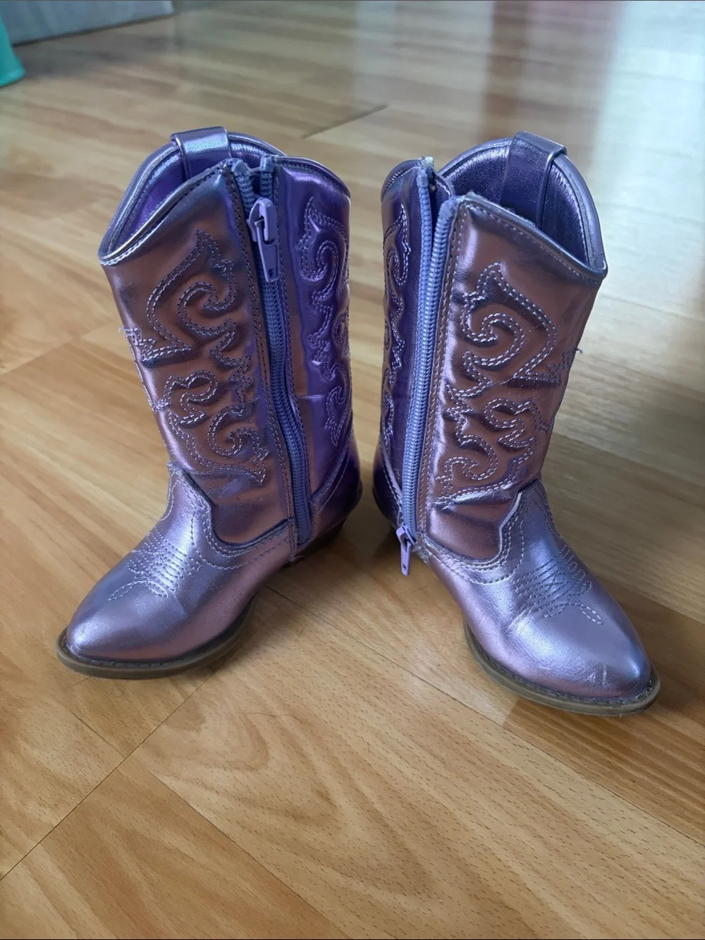 Toddler Girls Metallic Purple Fringe Cowboy Boots