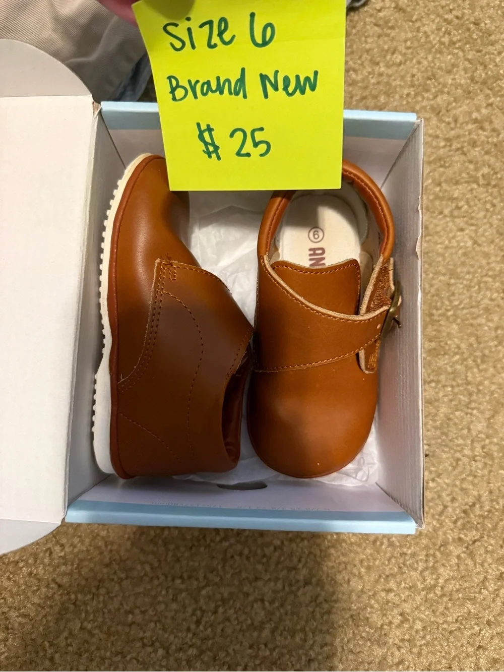 Toddler size 6 Angel Tan Leather Kids Shoes