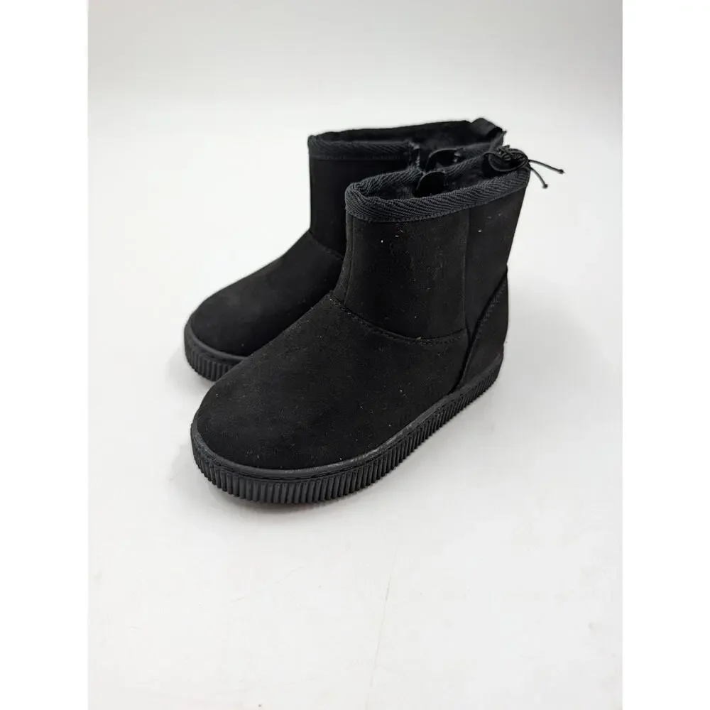 Cat & Jack size 5 Toddler Girls' Arlo Zipper Shearling Boots Black