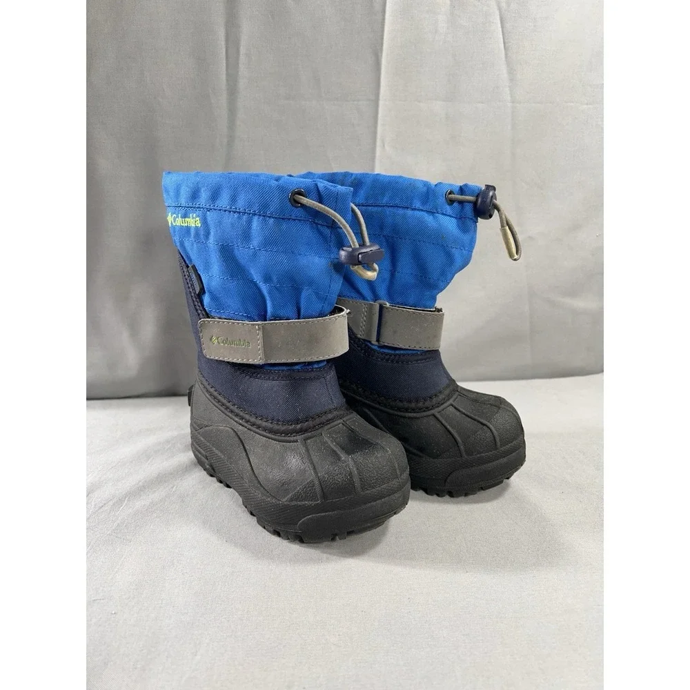 Columbia Powderbug Kids 8 Snow Boot Blue and Black Winter Outdoors‎