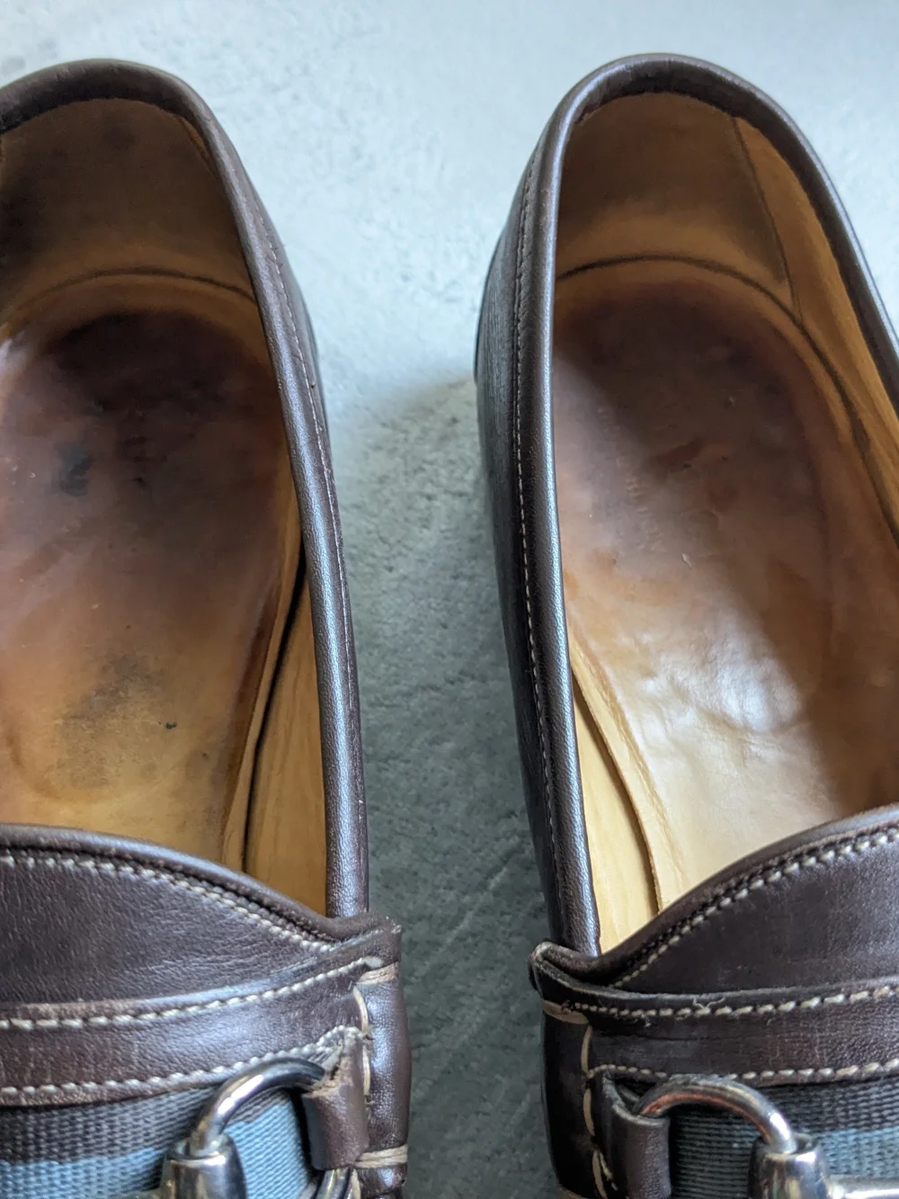 Gucci Men's Brown Leather Horsebit Loafers US 12 Slip Ons
