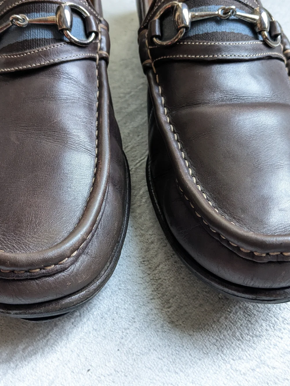 Gucci Men's Brown Leather Horsebit Loafers US 12 Slip Ons
