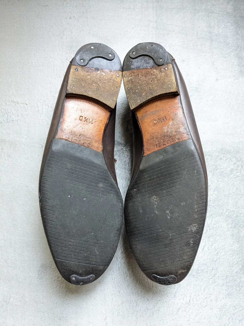 Gucci Men's Brown Leather Horsebit Loafers US 12 Slip Ons